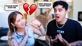 Acting Scared of My Boyfriend To See How He Reacts..