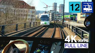 🇨🇭 Cab Ride Zurich Tram Line 12 Driver's View | Flughafen Fracht - Stettbach Full Line [4K]