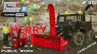 Removing SNOW and setting up CHRISTMAS TREE at HQ | Public Work | Farming Simulator 22 | Episode 36