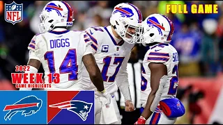 Buffalo Bills vs New England Patriots FULL | NFL 2022 Week 13 Game Highlights