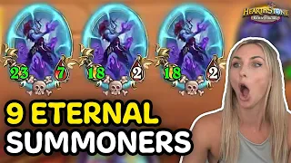 Making HUGE Eternal Knights with 9 Eternal Summoners! - Hearthstone Battlegrounds