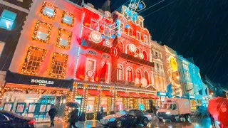 London West End Christmas Lights Walk ✨ Rainy London City Streets Ambience ✨ 4K HDR 60FPS