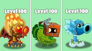 PvZ 2 Pea and Pult Plants Level 1 vs Level Max vs Level 100 Vs Easter Gargantuar