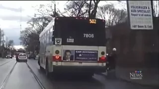 Caught on cam: Moped driver knocked over by TTC bus
