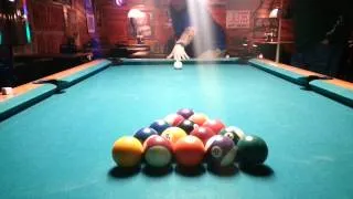 Cue ball bounces off table