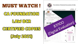 CA Foundation Law BCR July 2021 Topper's Certified Copies Analysis - 87/100