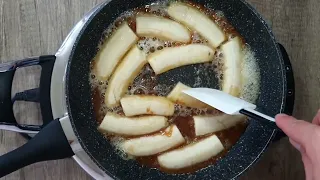 Der berühmte umgedrehte Bananenkuchen ohne Mehl, ohne Eier. 5 Minuten Rezept.