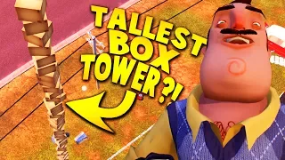 CAN WE BUILD THE TALLEST BOX TOWER EVER IN HELLO NEIGHBOR?! | Hello Neighbor Alpha 4 Gameplay