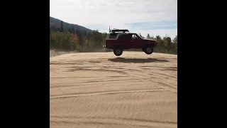 Irwin jumps at the dunes!