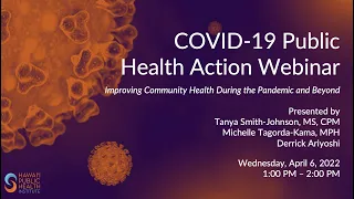 COVID-19 Public Health Action Webinar: Improving Community Health During the Pandemic and Beyond