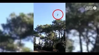 Les images avant le crash d'un avion de chasse belge dans le Morbihan