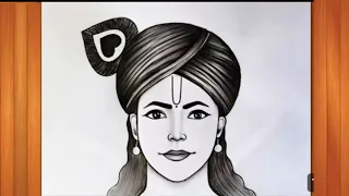 SHREE KRISHNA FACE DRAWING ( STEP BY STEP ) TUTORIAL #drawing #art #sketch #krishna