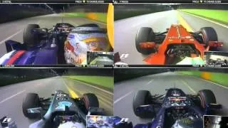 F1 2013 - Vettel, Hamilton and Massa comparative Laps in Singapore[HD]