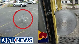 How lucky is this guy? Man narrowly escapes flying sawblade