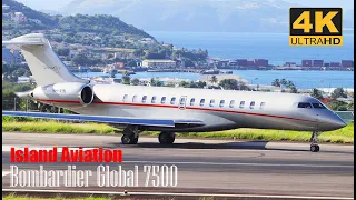 Lovely VistaJet Bombardier Global 7500 Taxing And Departure From St. Kitts to London Stansted