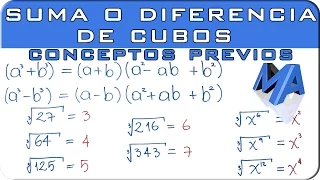 Factorización suma o diferencia de cubos conceptos previos