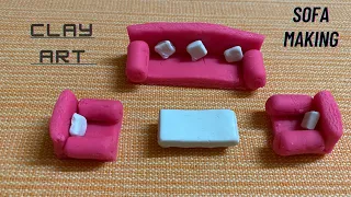 Making Mini Sofa Set Using Polymer Clay| clay art | tutorial || Knowledge Bliss #sofawithclay