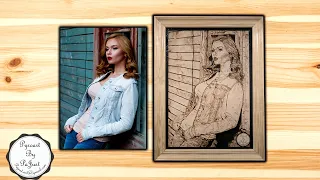 Pyrography art (wood burning) on birch plywood