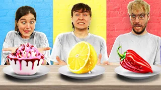 EXTREM SÜßES vs SAURES vs SCHARFES Essen! 🍬🍋🌶