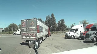 How not to exit the truckstop. Massive failure by this driver.