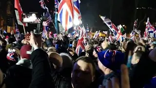 100,000 Brits singing God Save The Queen at the Brexit Celebrations at Parliament Square