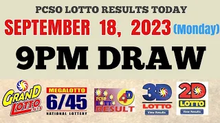 Lotto Result Today 9pm draw September 18, 2023 6/55 6/45 4D Swertres ez2  PCSO #result