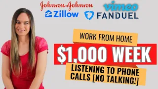 $1,000 Week Listening To Recorded Calls (No Talking!) Work From Home Job | No Degree Needed | USA