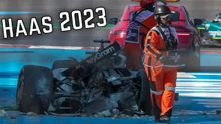 F1 Haas Crashes 2023