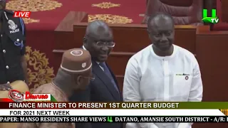 Finance Minister to present 1st quarter budget for 2021 next week