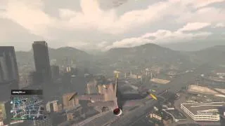 GTA V ONLINE - STUNT - Jet landing on top of the maze bank building