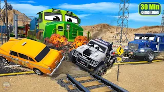 Ultimate Train Crashes vs. Monster Truck Mayhem | Road Rage Compilation | MonsterTrucks vs Supercars