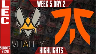 VIT vs FNC Highlights | LEC Summer 2020 W5D2 |Team Vitality vs Fnatic