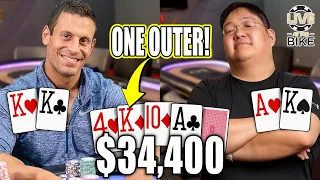 What?!?! $34,400 Pot!?!? High Stakes Poker w/ Garrett Adelstein & Alex ♠ Live at the Bike!