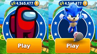 Sonic Dash vs Among Us Rush - Movie Sonic vs All Bosses Zazz Eggman - All 64 Characters Unlocked