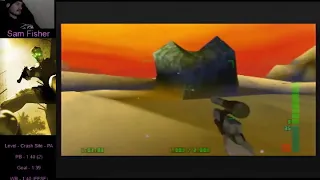 Perfect Dark N64 - SPEED RUN - UWR - Crash Site - Perfect Agent - 1:39 - Sam Fisher / Niall Case