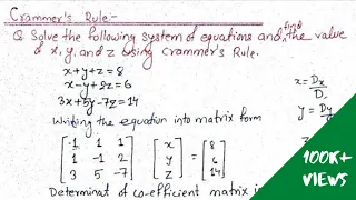 Cramer's Rule 3x3 || Cramer's rule determinant method