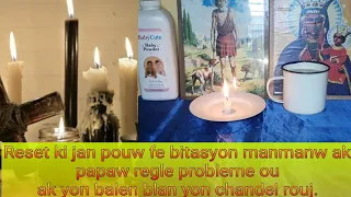 Reset ki jan pouw fe bitasyon manmanw ak papaw regle probleme ou ak yon balen blan yon chandel rouj.