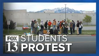 Protesters walkout during University of Utah graduation ceremonies, rally outside