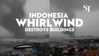 Indonesia whirlwind destroys buildings and causes injuries