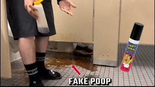 Fake Poop Prank In Public Bathrooms!