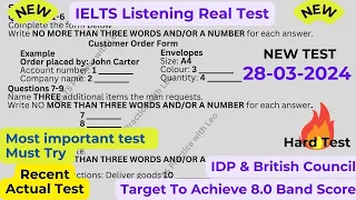 IELTS Listening Practice with Recent Actual IELTS Exam with Answers [Real Exam 59] 28th March 2024