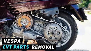 Vespa LX CVT Cover / Parts Removal (variator, clutch, drive belt, rollers) | Mitch's Scooter Stuff