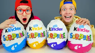 Mukbang Giant Kinder Surprise Egg 큰 색깔 계란 Color food challenge by HAHADO