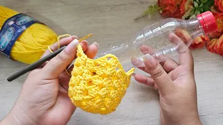 ¡TAN BONITO! y puedes tejer Muchos en una tarde 😍 Mira lo que hice con Botellas Plásticas!. ♻️