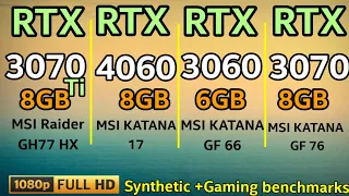 RTX 4060 LAPTOP VS RTX 3070TI LAPTOP VS RTX 3070 LAPTOP VS RTX 3060 M Gaming Synthetic BENCHMARKS