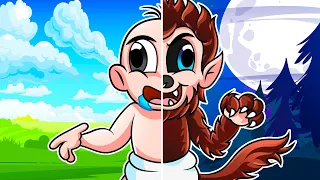 BEBE NOOB juega MINECRAFT pero ES MITAD HOMBRE LOBO 🐺 Y MITAD HUMANO 😇