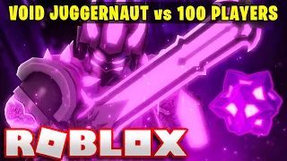 1 VOID JUGGERNAUT vs 100 PLAYERS... (Roblox Bedwars)