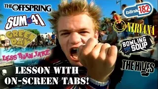 Top 10 great Pop-punk guitar riffs lesson (with tabs).