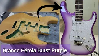 Guitarra Strato Pintura Branco Pérola Burst Purple