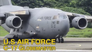 Pesawat Militer Amerika Landing Jakarta | U.S Air Force Boeing C-17 Globemaster | Takeoff - Landing